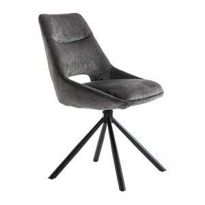 Lot de 2 chaises YUMENA – Tissu gris – Pieds métal – Design compact – Élégance sobre et contemporaine 