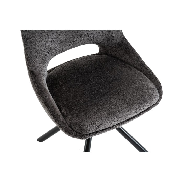 Lot de 2 chaises YUMENA – Tissu gris – Pieds métal – Design compact – Élégance sobre et contemporaine 