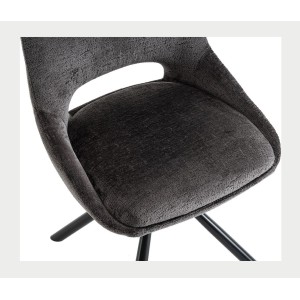 Lot de 2 chaises YUMENA – Tissu gris – Pieds métal – Design compact – Élégance sobre et contemporaine 