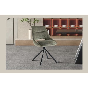 Lot de 2 chaises YUMENA – Tissu vert – Pieds métal – Design compact – Élégance naturelle et robuste 