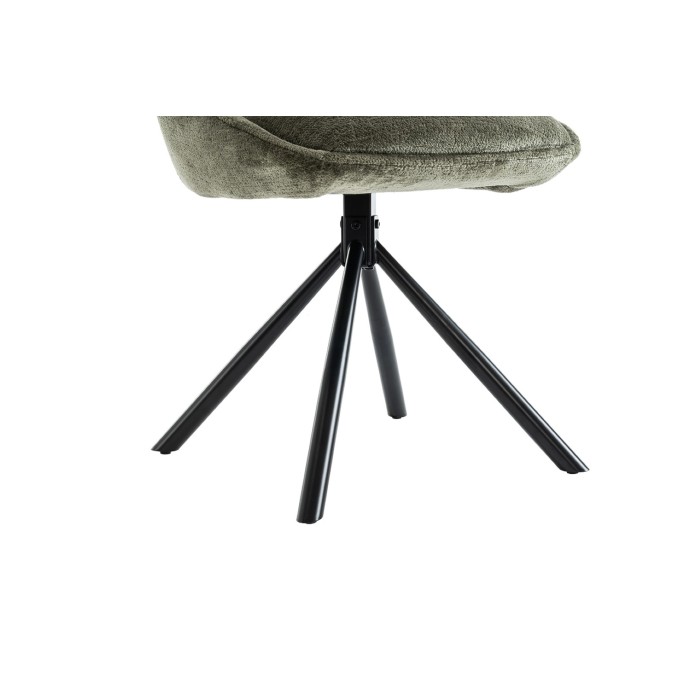 Lot de 2 chaises YUMENA – Tissu vert – Pieds métal – Design compact – Élégance naturelle et robuste 