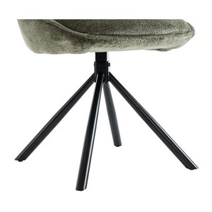 Lot de 2 chaises YUMENA – Tissu vert – Pieds métal – Design compact – Élégance naturelle et robuste 