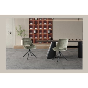 Lot de 2 chaises YUMENA – Tissu vert – Pieds métal – Design compact – Élégance naturelle et robuste 