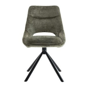 Lot de 2 chaises YUMENA – Tissu vert – Pieds métal – Design compact – Élégance naturelle et robuste 