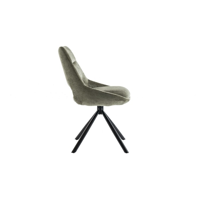 Lot de 2 chaises YUMENA – Tissu vert – Pieds métal – Design compact – Élégance naturelle et robuste 