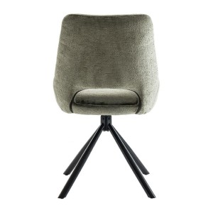 Lot de 2 chaises YUMENA – Tissu vert – Pieds métal – Design compact – Élégance naturelle et robuste 