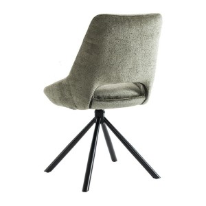 Lot de 2 chaises YUMENA – Tissu vert – Pieds métal – Design compact – Élégance naturelle et robuste 