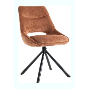 Lot de 2 chaises YUMENA – Tissu rouille – Pieds métal – Design compact – Élégance chaleureuse et moderne 