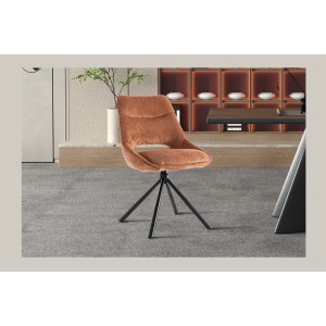 Lot de 2 chaises YUMENA – Tissu rouille – Pieds métal – Design compact – Élégance chaleureuse et moderne 