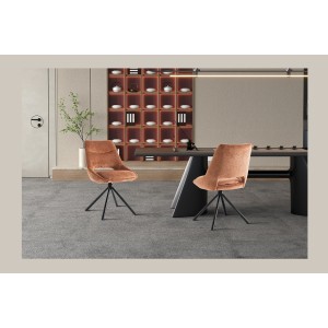 Lot de 2 chaises YUMENA – Tissu rouille – Pieds métal – Design compact – Élégance chaleureuse et moderne 