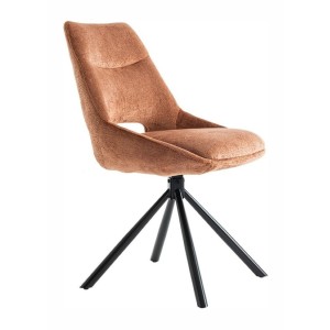 Lot de 2 chaises YUMENA – Tissu rouille – Pieds métal – Design compact – Élégance chaleureuse et moderne 