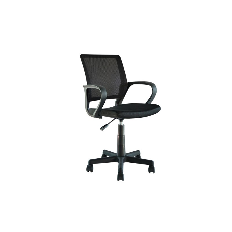 Chaise de bureau ZARNOX – Tissu noir – Accoudoirs – Pivotante – Pieds métal – Design moderne et fonctionnel 
