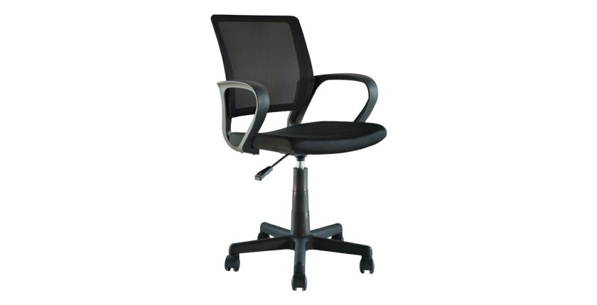 Chaise de bureau ZARNOX – Tissu noir – Accoudoirs – Pivotante – Pieds métal – Design moderne et fonctionnel 