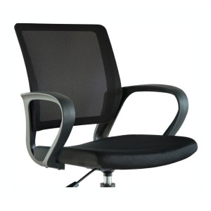 Chaise de bureau ZARNOX – Tissu noir – Accoudoirs – Pivotante – Pieds métal – Design moderne et fonctionnel 