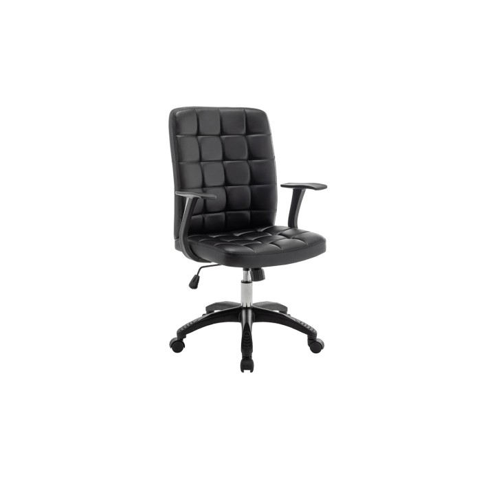 Chaise de bureau KARDEN – Tissu noir – Accoudoirs – Pivotante – Pieds métal – Style ergonomique et contemporain 