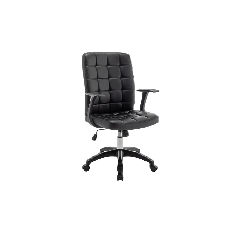 Chaise de bureau KARDEN – Tissu noir – Accoudoirs – Pivotante – Pieds métal – Style ergonomique et contemporain 
