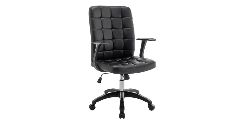 Chaise de bureau KARDEN – Tissu noir – Accoudoirs – Pivotante – Pieds métal – Style ergonomique et contemporain 