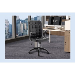 Chaise de bureau KARDEN – Tissu noir – Accoudoirs – Pivotante – Pieds métal – Style ergonomique et contemporain 