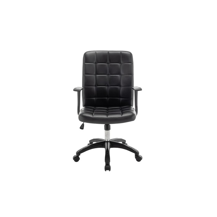 Chaise de bureau KARDEN – Tissu noir – Accoudoirs – Pivotante – Pieds métal – Style ergonomique et contemporain 