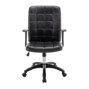 Chaise de bureau KARDEN – Tissu noir – Accoudoirs – Pivotante – Pieds métal – Style ergonomique et contemporain 