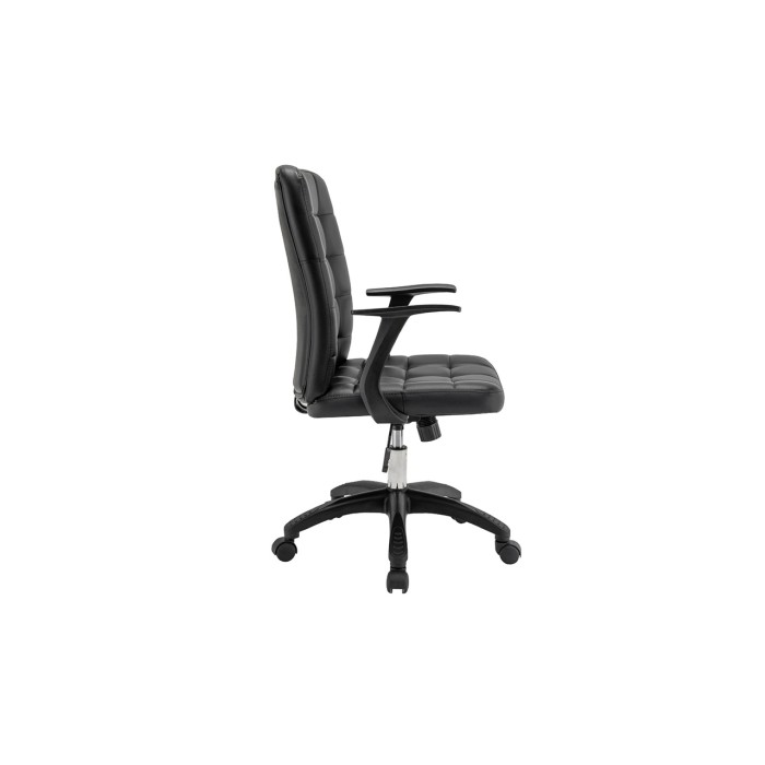 Chaise de bureau KARDEN – Tissu noir – Accoudoirs – Pivotante – Pieds métal – Style ergonomique et contemporain 