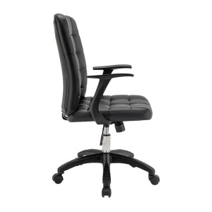 Chaise de bureau KARDEN – Tissu noir – Accoudoirs – Pivotante – Pieds métal – Style ergonomique et contemporain 