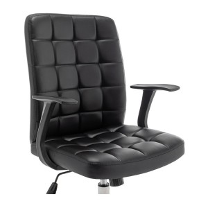 Chaise de bureau KARDEN – Tissu noir – Accoudoirs – Pivotante – Pieds métal – Style ergonomique et contemporain 