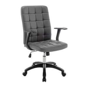 Chaise de bureau KARDEN – Tissu gris – Accoudoirs – Pivotante – Pieds métal – Design ergonomique et contemporain 