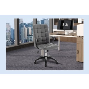 Chaise de bureau KARDEN – Tissu gris – Accoudoirs – Pivotante – Pieds métal – Design ergonomique et contemporain 