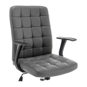 Chaise de bureau KARDEN – Tissu gris – Accoudoirs – Pivotante – Pieds métal – Design ergonomique et contemporain 