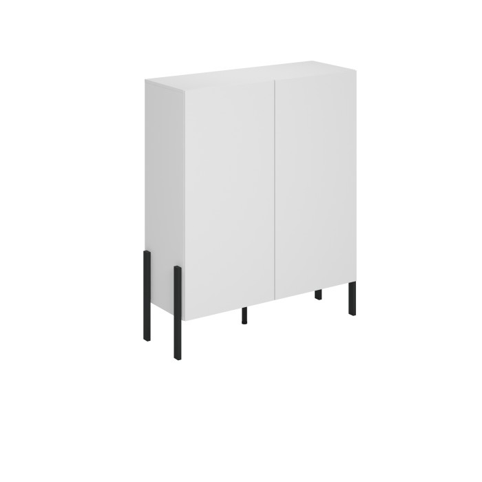 Pack salon SALMA – Meuble TV, buffet 2 portes & 3 tiroirs et armoire blanc super mat & noir mat