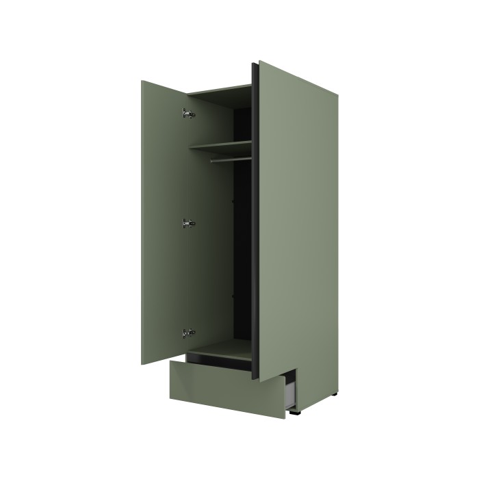 Armoire HAVANA 90 cm – 2 portes + 1 tiroir – Coloris vert sauge et noir – Design moderne et compact