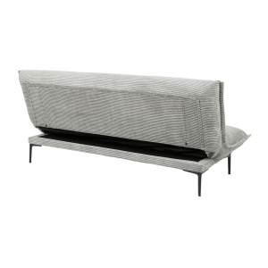 Canapé-lit VELARIS – Tissu velours gris foncé – Structure bois – Matelas intégré – Élégant et compact