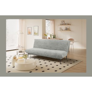 Canapé-lit VELARIS – Tissu velours gris foncé – Structure bois – Matelas intégré – Élégant et compact