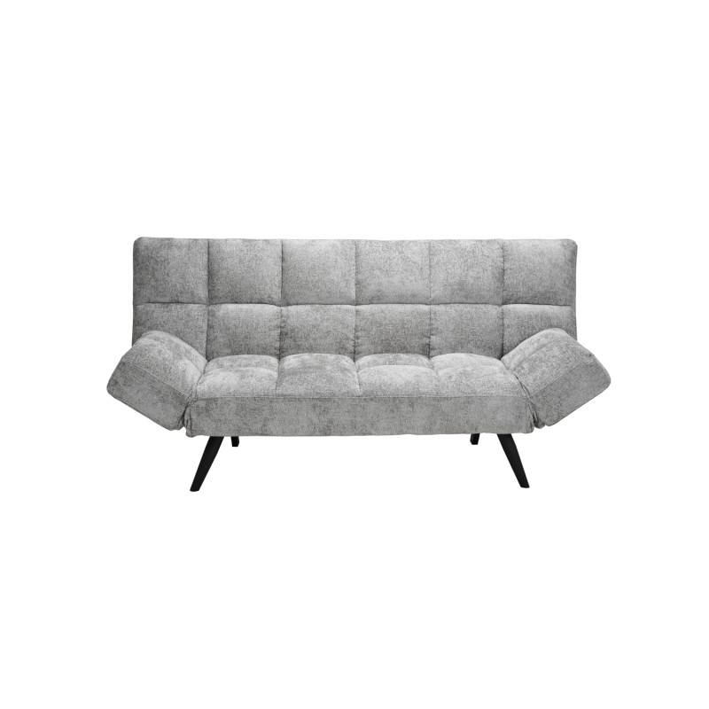 Canapé-lit SALVORA – Tissu gris – Matelas mousse intégré – Structure bois – Design compact et pratique