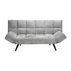 Canapé-lit SALVORA – Tissu gris – Matelas mousse intégré – Structure bois – Design compact et pratique