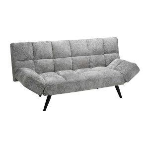 Canapé-lit SALVORA – Tissu gris – Matelas mousse intégré – Structure bois – Design compact et pratique