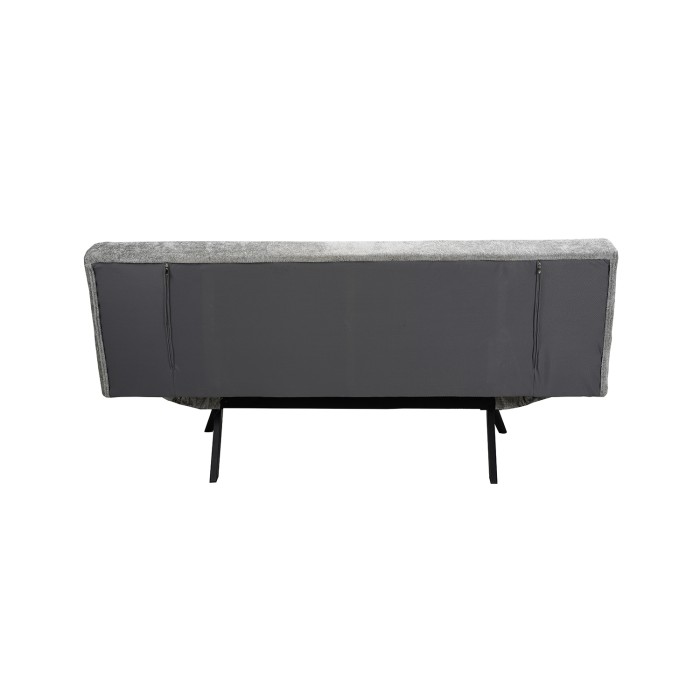Canapé-lit SALVORA – Tissu gris – Matelas mousse intégré – Structure bois – Design compact et pratique