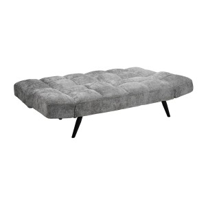Canapé-lit SALVORA – Tissu gris – Matelas mousse intégré – Structure bois – Design compact et pratique