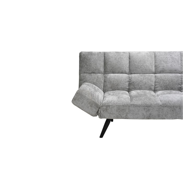 Canapé-lit SALVORA – Tissu gris – Matelas mousse intégré – Structure bois – Design compact et pratique