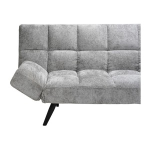 Canapé-lit SALVORA – Tissu gris – Matelas mousse intégré – Structure bois – Design compact et pratique