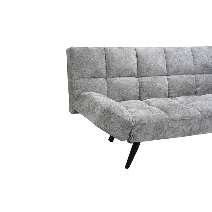 Canapé-lit SALVORA – Tissu gris – Matelas mousse intégré – Structure bois – Design compact et pratique