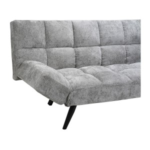 Canapé-lit SALVORA – Tissu gris – Matelas mousse intégré – Structure bois – Design compact et pratique