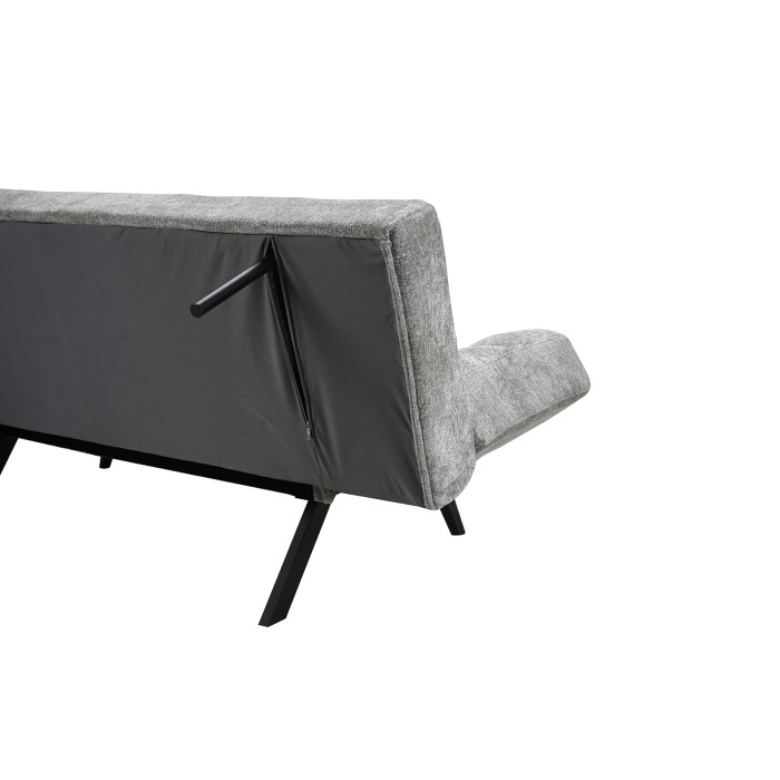 Canapé-lit SALVORA – Tissu gris – Matelas mousse intégré – Structure bois – Design compact et pratique