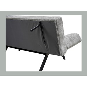 Canapé-lit SALVORA – Tissu gris – Matelas mousse intégré – Structure bois – Design compact et pratique