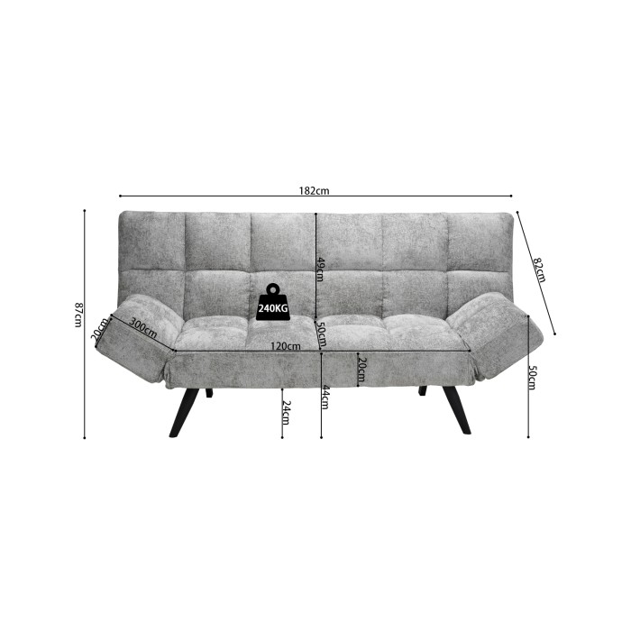 Canapé-lit SALVORA – Tissu gris – Matelas mousse intégré – Structure bois – Design compact et pratique