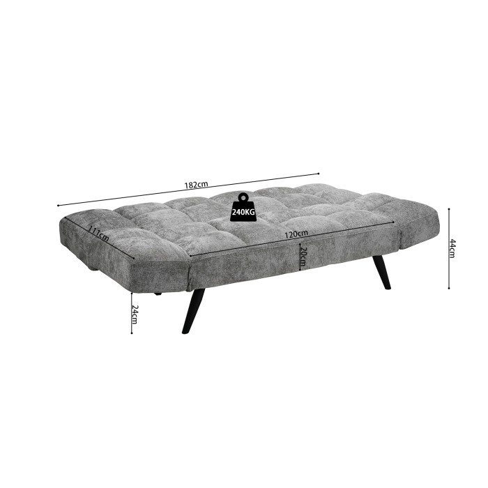 Canapé-lit SALVORA – Tissu gris – Matelas mousse intégré – Structure bois – Design compact et pratique
