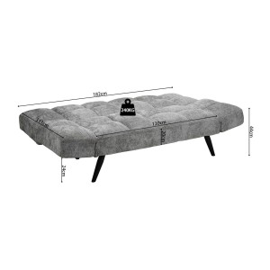 Canapé-lit SALVORA – Tissu gris – Matelas mousse intégré – Structure bois – Design compact et pratique