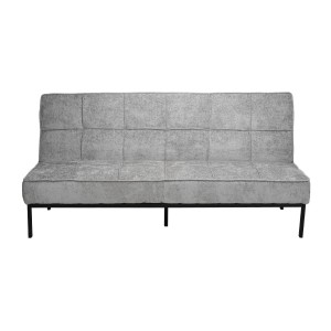 Canapé-lit CALMORA – Tissu gris – Matelas intégré – Structure bois – Design compact et élégant
