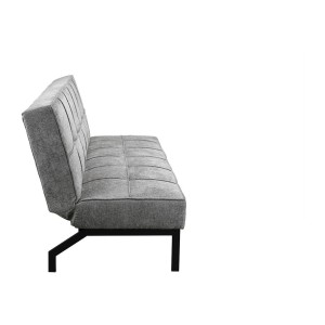 Canapé-lit CALMORA – Tissu gris – Matelas intégré – Structure bois – Design compact et élégant